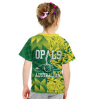 Australian Opals Basketball Kid T Shirt Geometric Tribal Pattern In Green And Gold Athletic Art