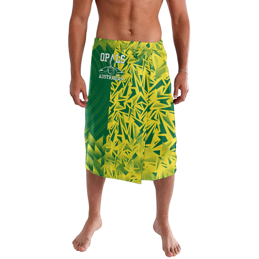 Australian Opals Basketball Lavalava Geometric Tribal Pattern In Green And Gold Athletic Art