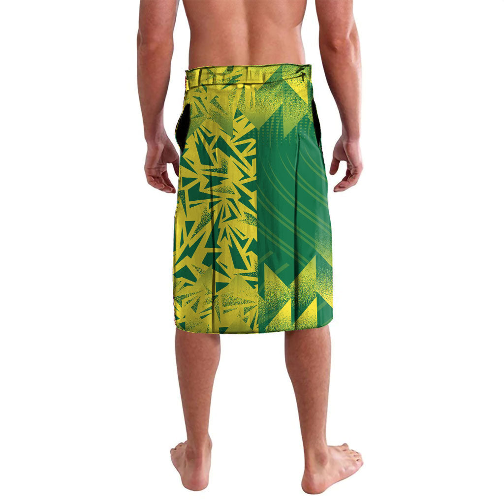 Australian Opals Basketball Lavalava Geometric Tribal Pattern In Green And Gold Athletic Art