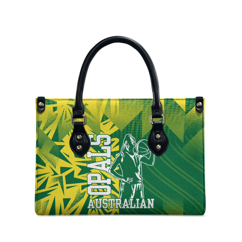 Australian Opals Basketball Leather Bag Geometric Tribal Pattern In Green And Gold Athletic Art