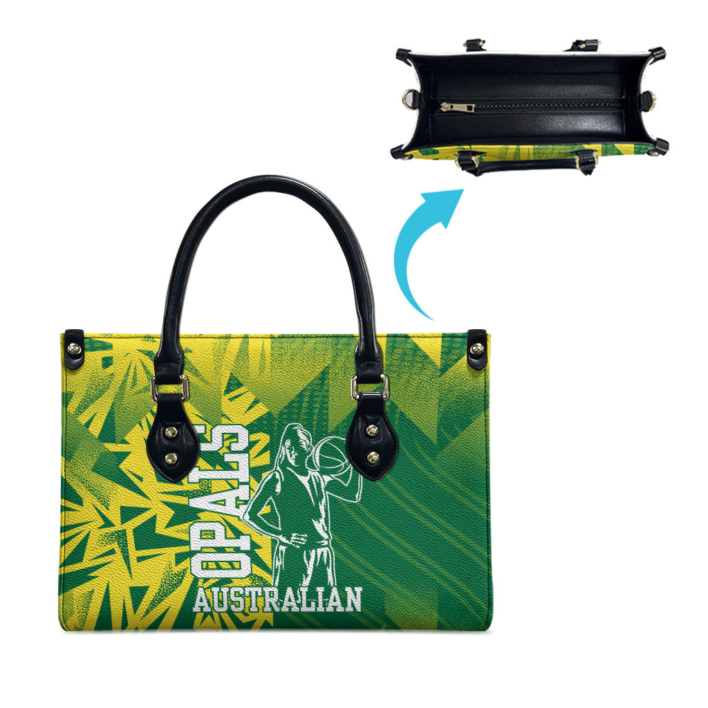 Australian Opals Basketball Leather Bag Geometric Tribal Pattern In Green And Gold Athletic Art