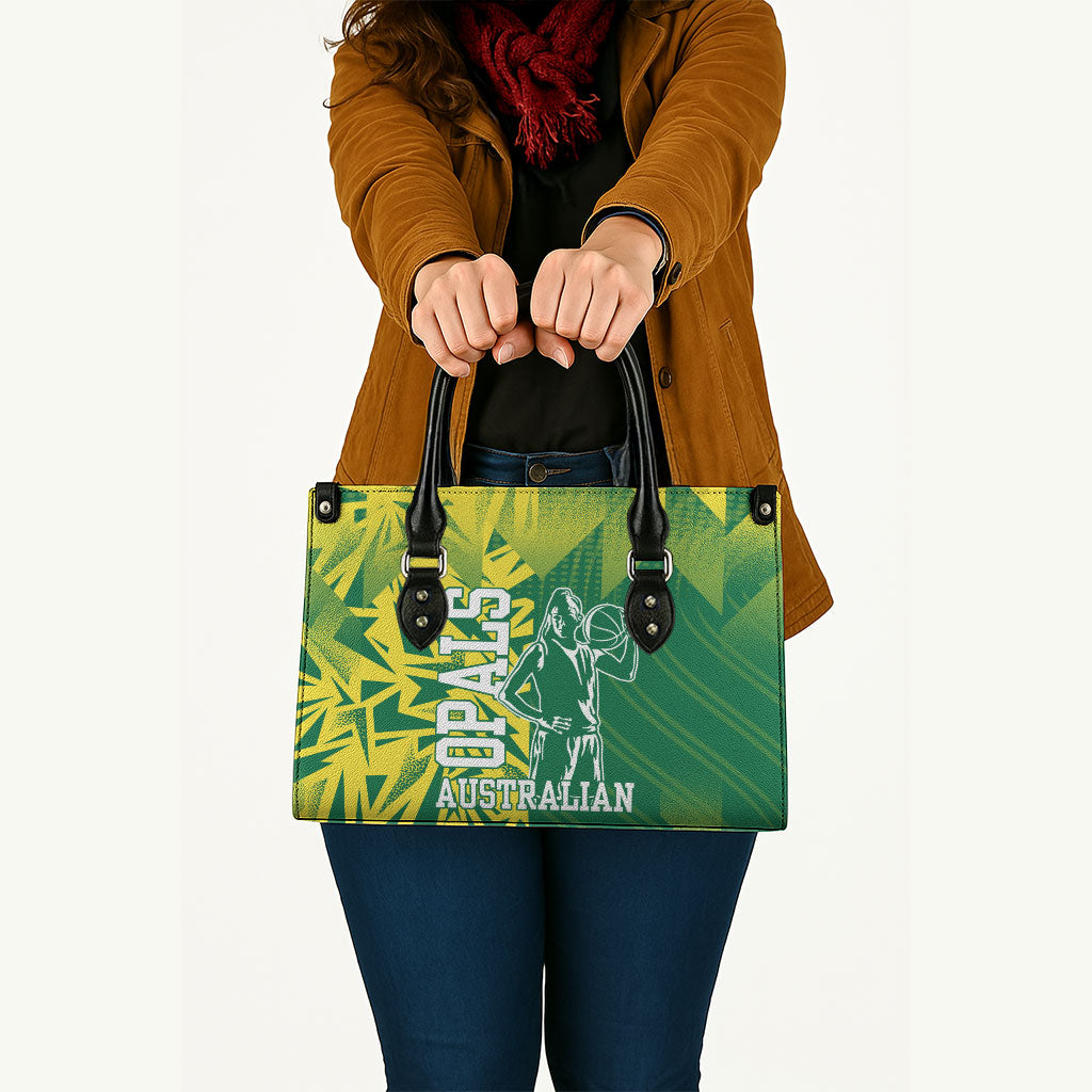 Australian Opals Basketball Leather Bag Geometric Tribal Pattern In Green And Gold Athletic Art
