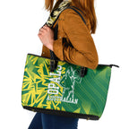 Australian Opals Basketball Leather Tote Bag Geometric Tribal Pattern In Green And Gold Athletic Art