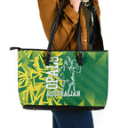 Australian Opals Basketball Leather Tote Bag Geometric Tribal Pattern In Green And Gold Athletic Art