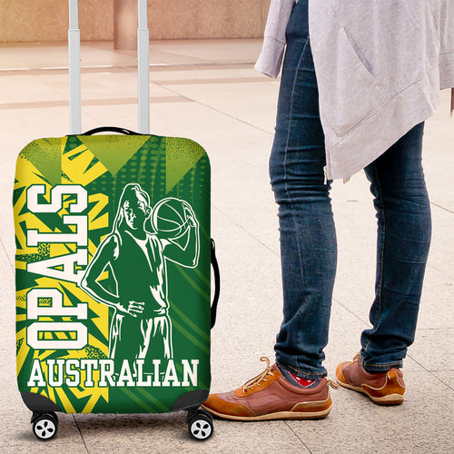 Australian Opals Basketball Luggage Cover Geometric Tribal Pattern In Green And Gold Athletic Art