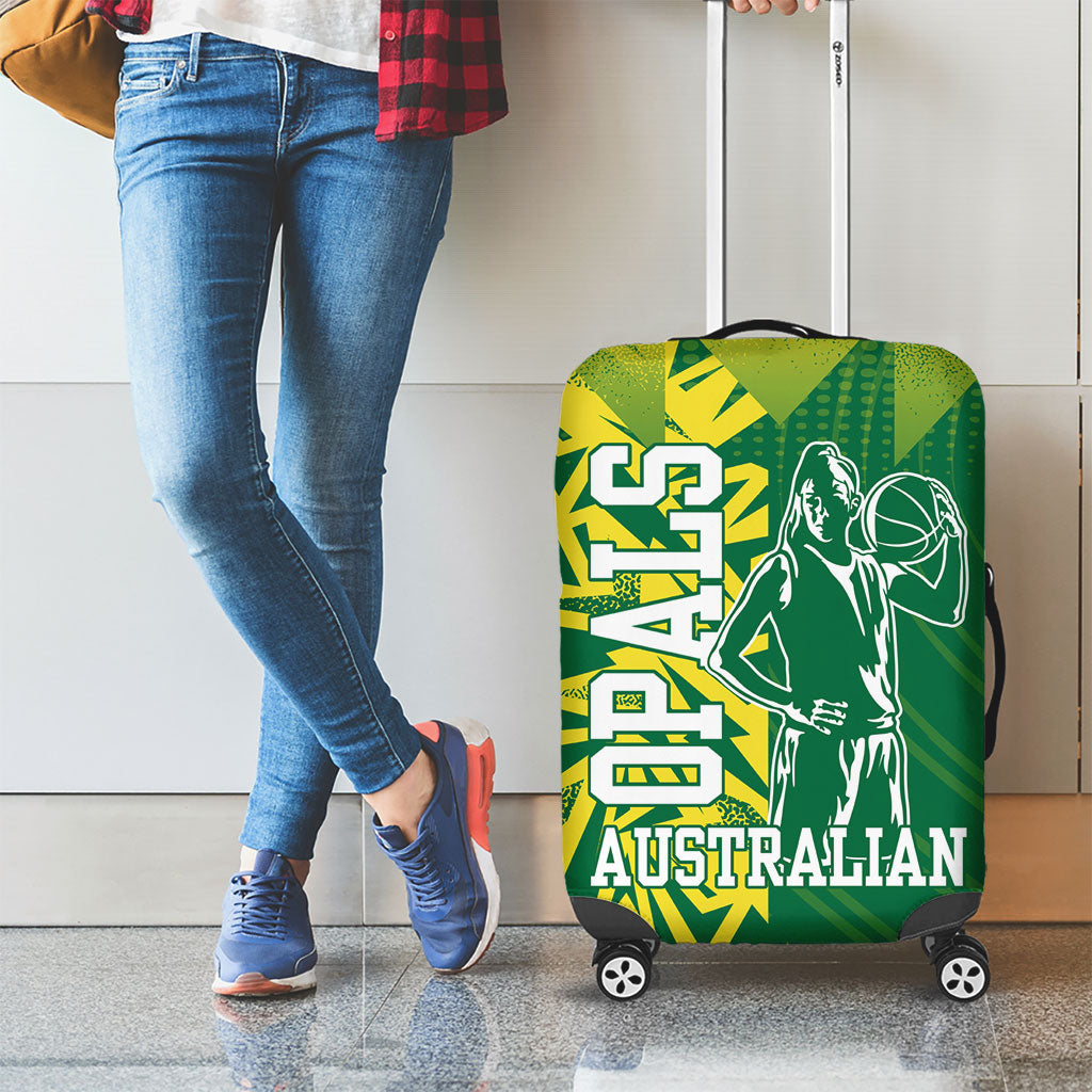 Australian Opals Basketball Luggage Cover Geometric Tribal Pattern In Green And Gold Athletic Art