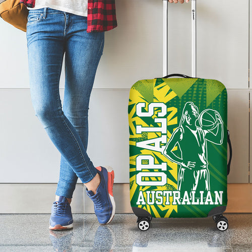 Australian Opals Basketball Luggage Cover Geometric Tribal Pattern In Green And Gold Athletic Art