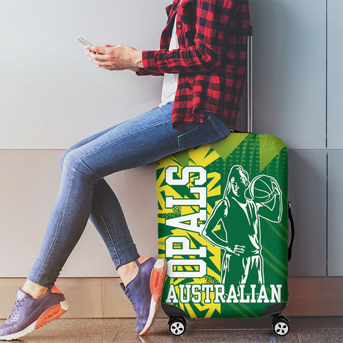Australian Opals Basketball Luggage Cover Geometric Tribal Pattern In Green And Gold Athletic Art