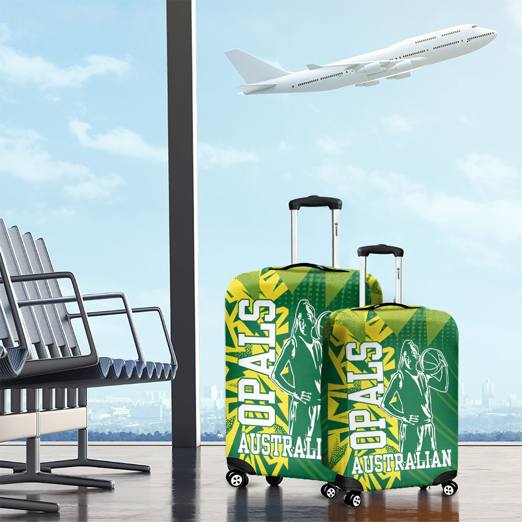 Australian Opals Basketball Luggage Cover Geometric Tribal Pattern In Green And Gold Athletic Art