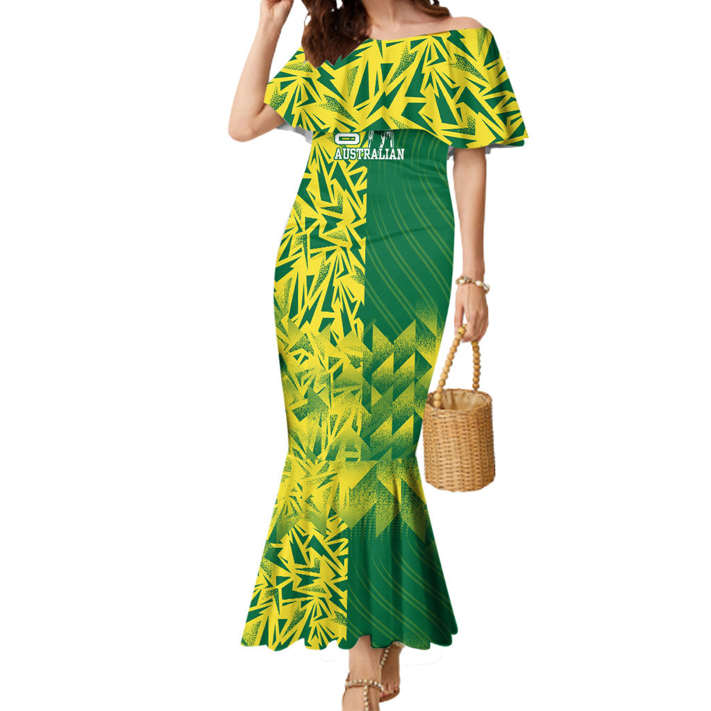 Australian Opals Basketball Mermaid Dress Geometric Tribal Pattern In Green And Gold Athletic Art