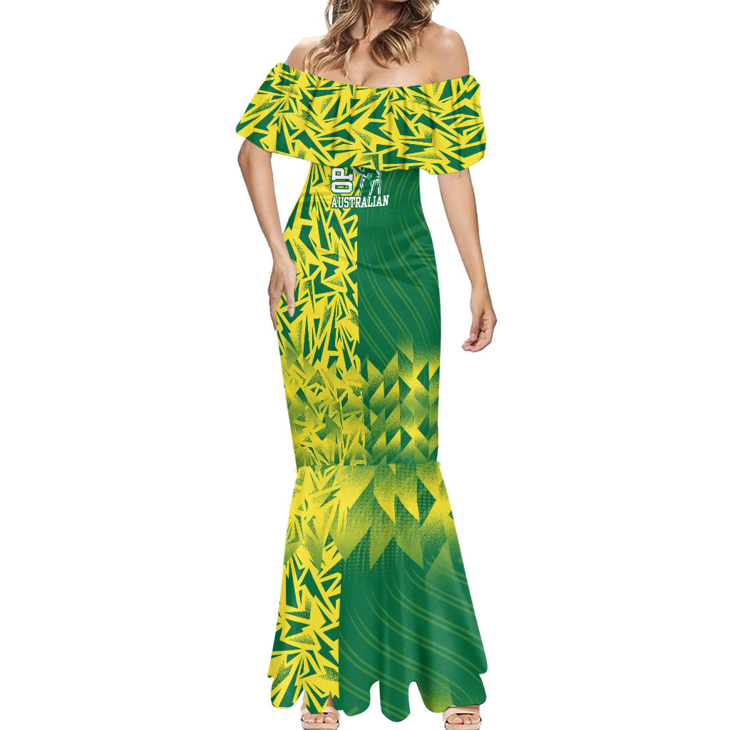 Australian Opals Basketball Mermaid Dress Geometric Tribal Pattern In Green And Gold Athletic Art