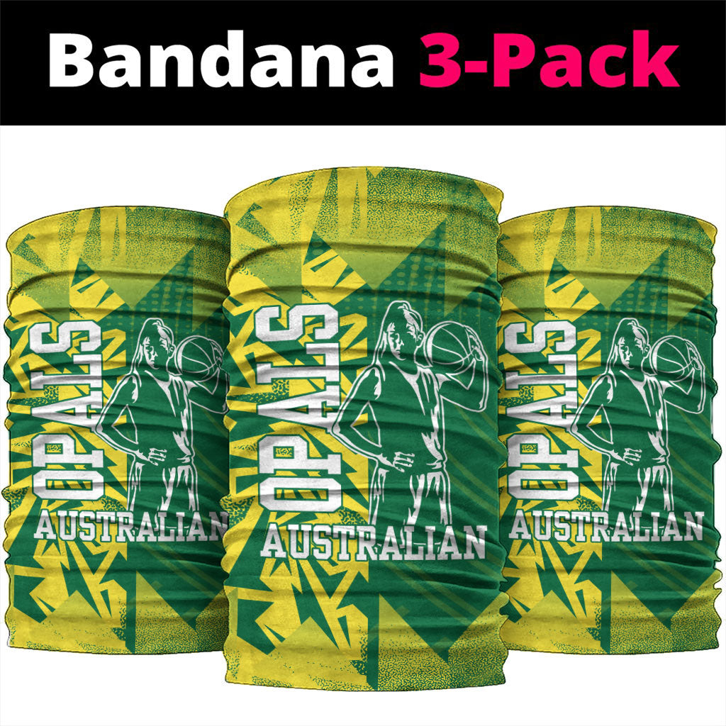 Australian Opals Basketball Neck Gaiter Geometric Tribal Pattern In Green And Gold Athletic Art