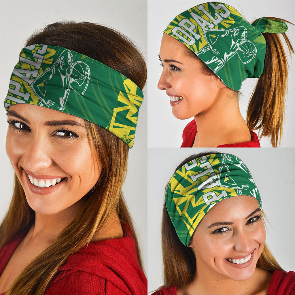 Australian Opals Basketball Neck Gaiter Geometric Tribal Pattern In Green And Gold Athletic Art