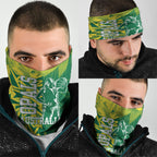 Australian Opals Basketball Neck Gaiter Geometric Tribal Pattern In Green And Gold Athletic Art