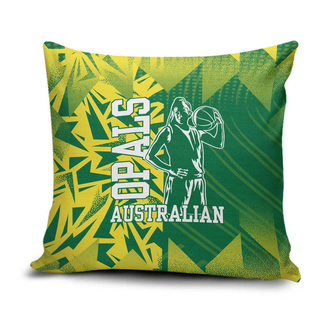 Australian Opals Basketball Pillow Cover Geometric Tribal Pattern In Green And Gold Athletic Art