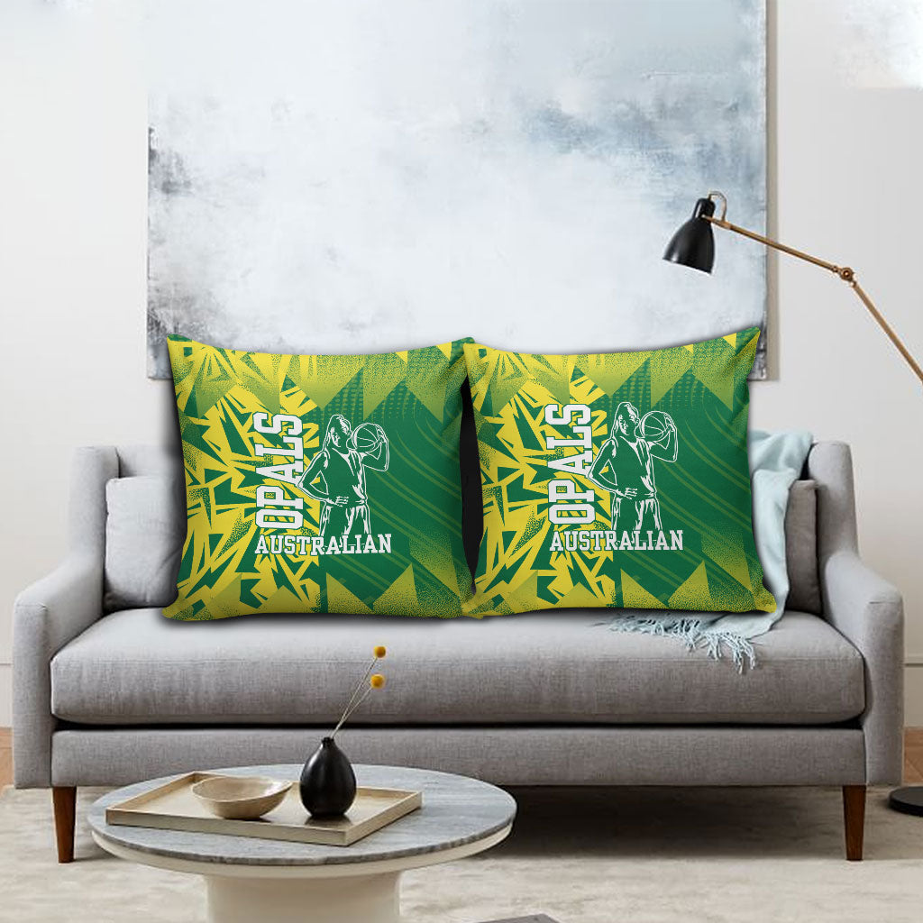 Australian Opals Basketball Pillow Cover Geometric Tribal Pattern In Green And Gold Athletic Art