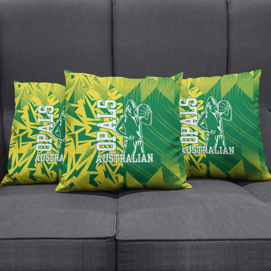 Australian Opals Basketball Pillow Cover Geometric Tribal Pattern In Green And Gold Athletic Art