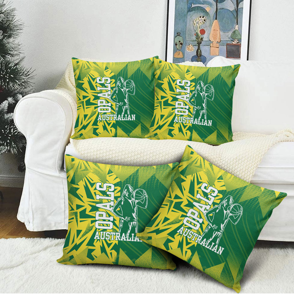 Australian Opals Basketball Pillow Cover Geometric Tribal Pattern In Green And Gold Athletic Art