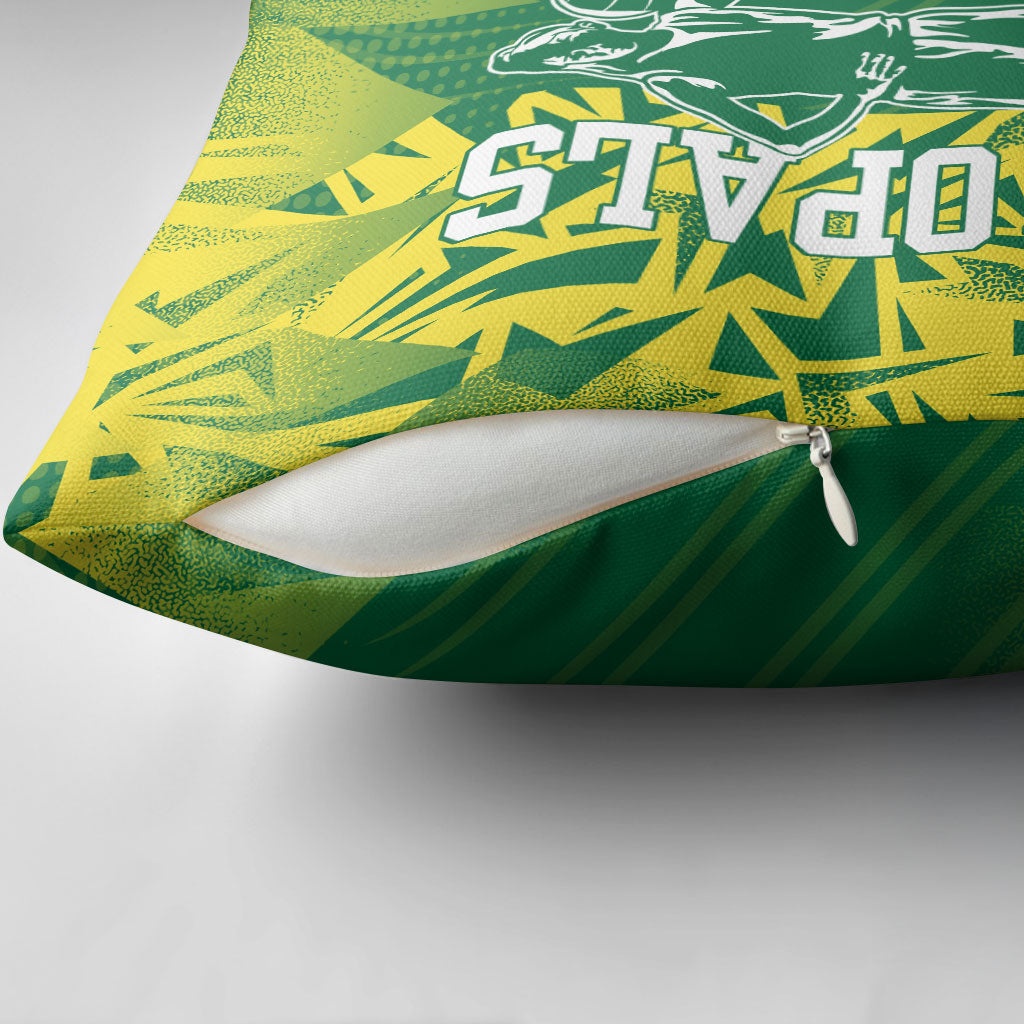 Australian Opals Basketball Pillow Cover Geometric Tribal Pattern In Green And Gold Athletic Art