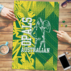 Australian Opals Basketball Puzzle Geometric Tribal Pattern In Green And Gold Athletic Art