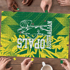 Australian Opals Basketball Puzzle Geometric Tribal Pattern In Green And Gold Athletic Art