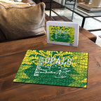 Australian Opals Basketball Puzzle Geometric Tribal Pattern In Green And Gold Athletic Art