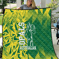 Australian Opals Basketball Quilt Geometric Tribal Pattern In Green And Gold Athletic Art