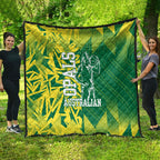 Australian Opals Basketball Quilt Geometric Tribal Pattern In Green And Gold Athletic Art
