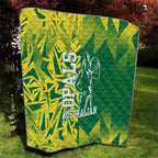 Australian Opals Basketball Quilt Geometric Tribal Pattern In Green And Gold Athletic Art