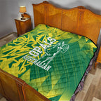 Australian Opals Basketball Quilt Geometric Tribal Pattern In Green And Gold Athletic Art