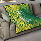Australian Opals Basketball Quilt Geometric Tribal Pattern In Green And Gold Athletic Art
