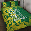Australian Opals Basketball Quilt Bed Set Geometric Tribal Pattern In Green And Gold Athletic Art