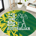 Australian Opals Basketball Round Carpet Geometric Tribal Pattern In Green And Gold Athletic Art