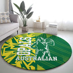 Australian Opals Basketball Round Carpet Geometric Tribal Pattern In Green And Gold Athletic Art