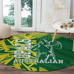 Australian Opals Basketball Round Carpet Geometric Tribal Pattern In Green And Gold Athletic Art