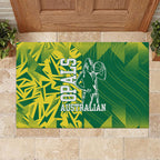 Australian Opals Basketball Rubber Doormat Geometric Tribal Pattern In Green And Gold Athletic Art