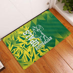 Australian Opals Basketball Rubber Doormat Geometric Tribal Pattern In Green And Gold Athletic Art