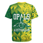 Australian Opals Basketball Rugby Jersey Geometric Tribal Pattern In Green And Gold Athletic Art