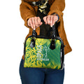 Australian Opals Basketball Shoulder Handbag Geometric Tribal Pattern In Green And Gold Athletic Art