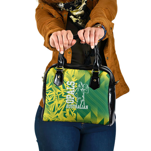 Australian Opals Basketball Shoulder Handbag Geometric Tribal Pattern In Green And Gold Athletic Art