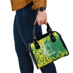 Australian Opals Basketball Shoulder Handbag Geometric Tribal Pattern In Green And Gold Athletic Art
