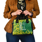 Australian Opals Basketball Shoulder Handbag Geometric Tribal Pattern In Green And Gold Athletic Art