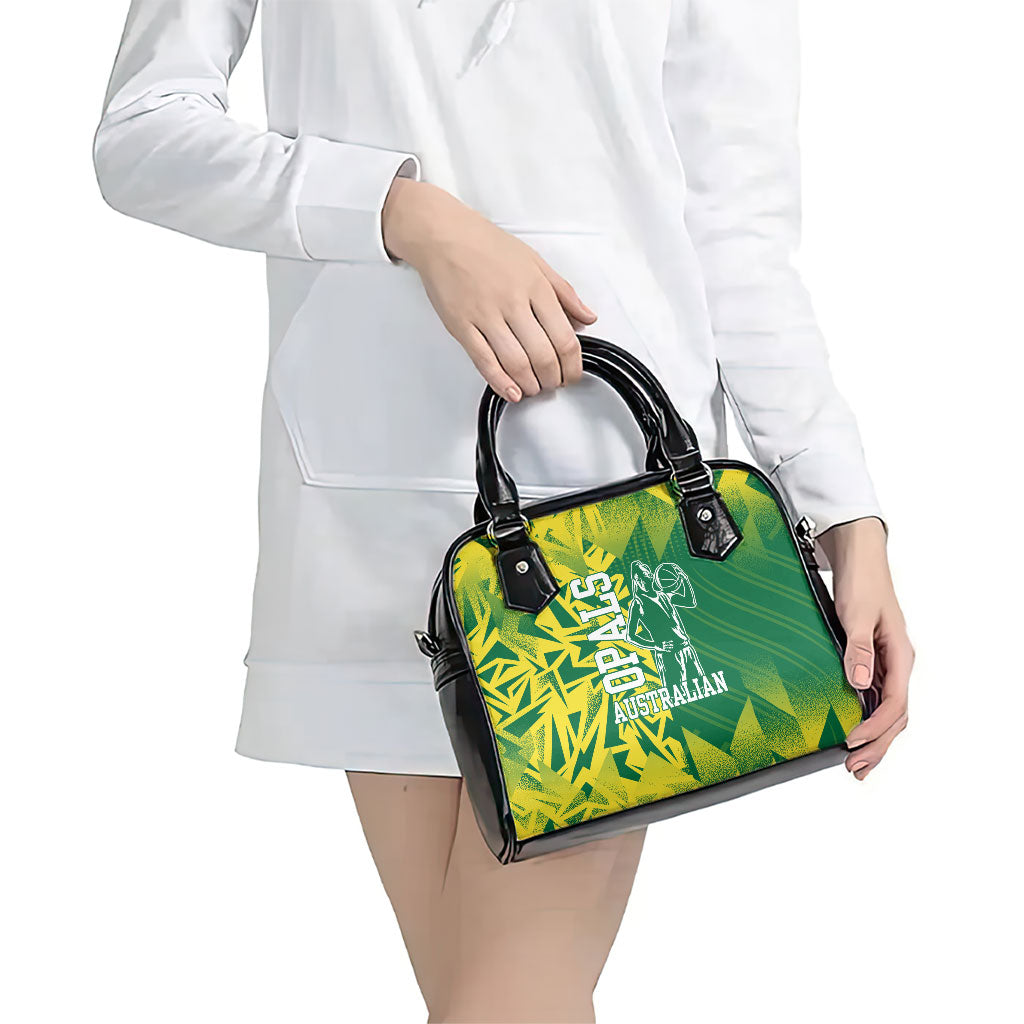 Australian Opals Basketball Shoulder Handbag Geometric Tribal Pattern In Green And Gold Athletic Art
