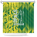 Australian Opals Basketball Shower Curtain Geometric Tribal Pattern In Green And Gold Athletic Art