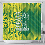 Australian Opals Basketball Shower Curtain Geometric Tribal Pattern In Green And Gold Athletic Art