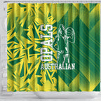 Australian Opals Basketball Shower Curtain Geometric Tribal Pattern In Green And Gold Athletic Art