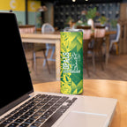 Australian Opals Basketball Skinny Tumbler Geometric Tribal Pattern In Green And Gold Athletic Art