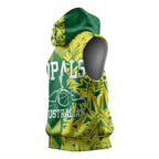 Australian Opals Basketball Sleeveless Hoodie Geometric Tribal Pattern In Green And Gold Athletic Art
