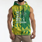 Australian Opals Basketball Sleeveless Hoodie Geometric Tribal Pattern In Green And Gold Athletic Art