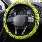 Australian Opals Basketball Steering Wheel Cover Geometric Tribal Pattern In Green And Gold Athletic Art